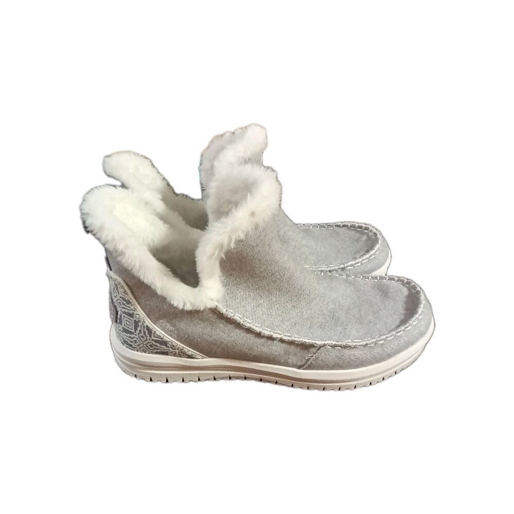 Hey Dude Womens Sz 11 Grey Camden Brushed Cozy Boots Faux Fur Lined Slip On - Picture 4 of 6